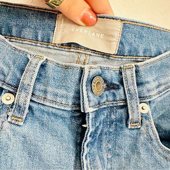 EVERLANE Blue Mid Wash High Rise Denim Skinny Straight Leg Ankle Jean Jeans 26 - Picture 7 of 15